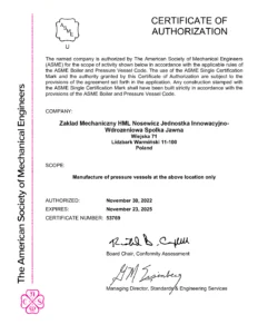 Certificate for HML Nosewicz 1
