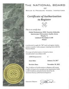 Certificate for HML Nosewicz 3