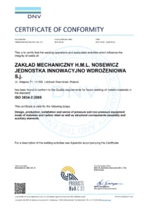Certificate for HML Nosewicz 4