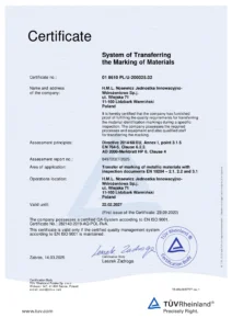 Quality control 11 System przenoszenia Oznaczeń Materiałowych 03.2025 02.2027 EN 1